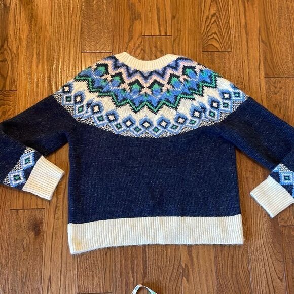 Old Navy blue fairisle wool blend sweater m - Picture 9 of 11